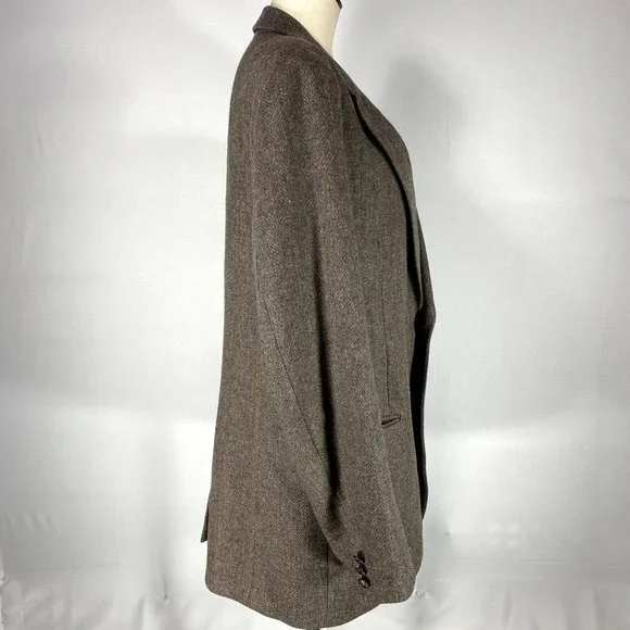 Adam Hall Men's Size 42L Vintage Brown Tweed Wool Jacket Sport Coat Blazer